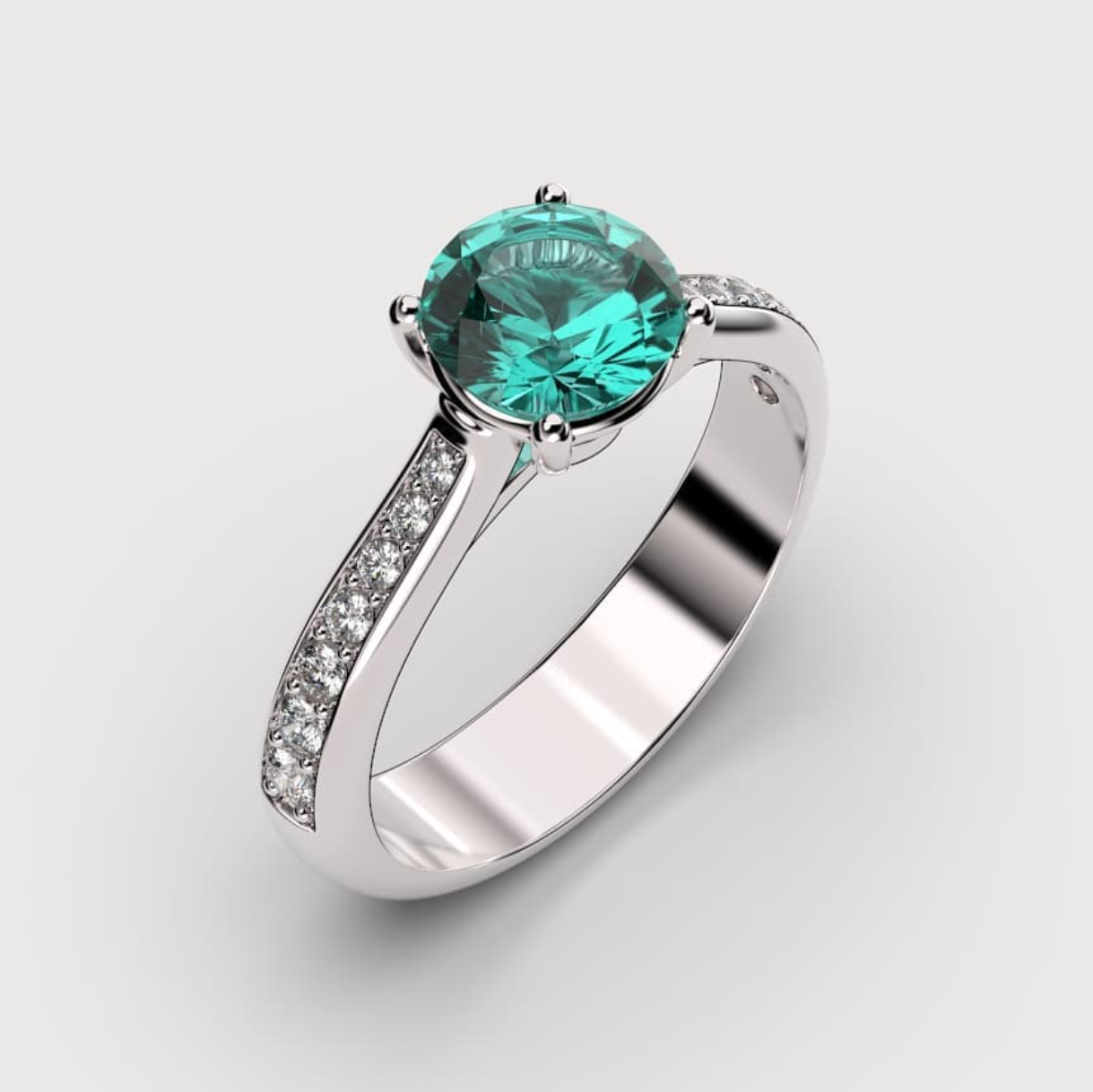 Anillo de platino con piedra azul